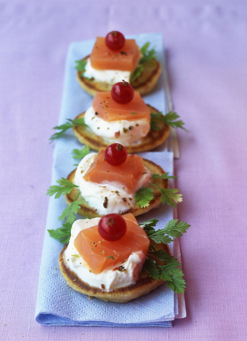 Blinis with salmon and creme fraiche