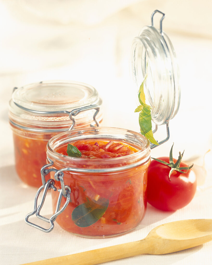 Jar of preserved tomato