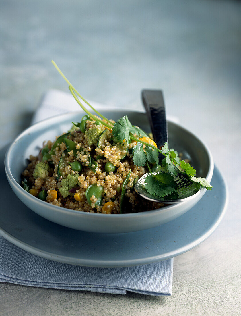 Quinoa and green vegetable salad