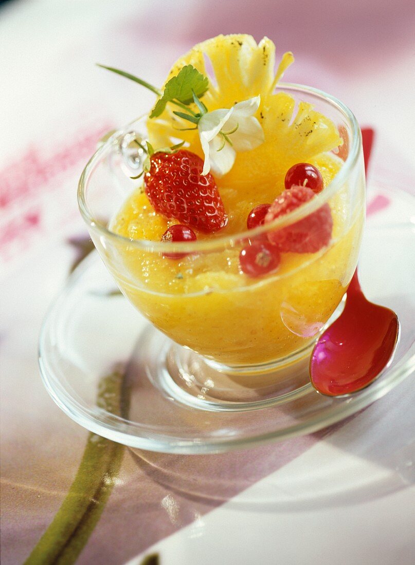 Stewed pineapple with summer fruit