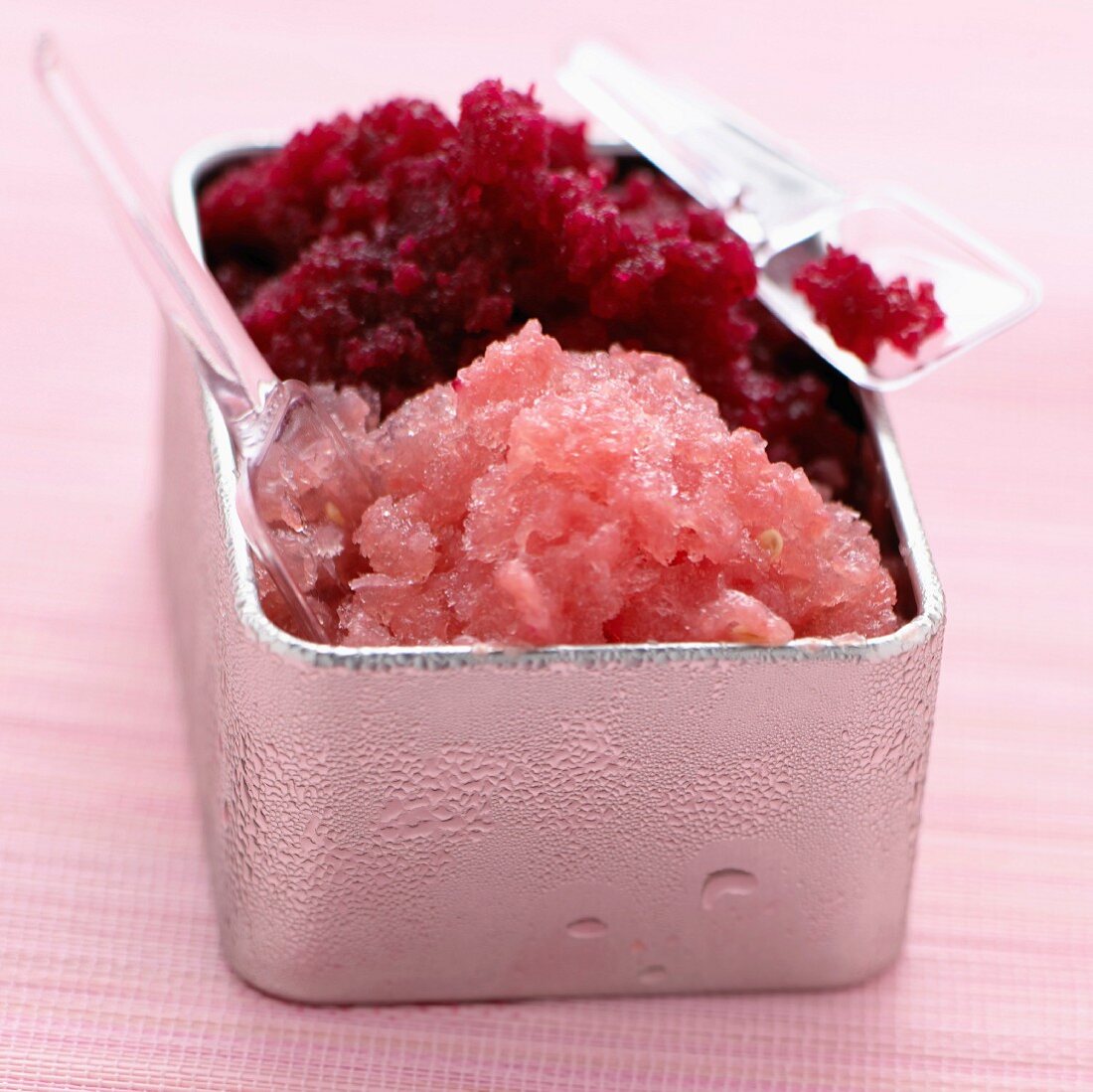 Beetroot and grapefruit granitas