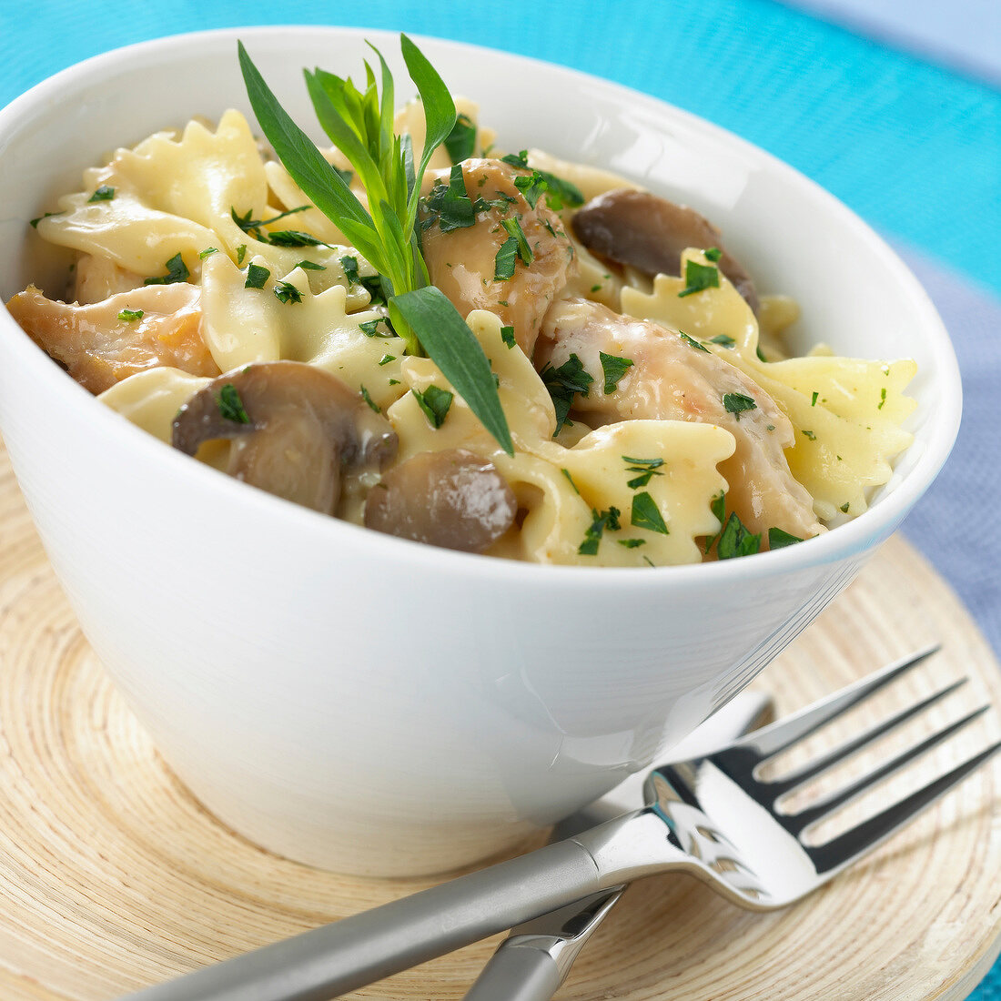 farfalle pasta with chicken and mushrooms