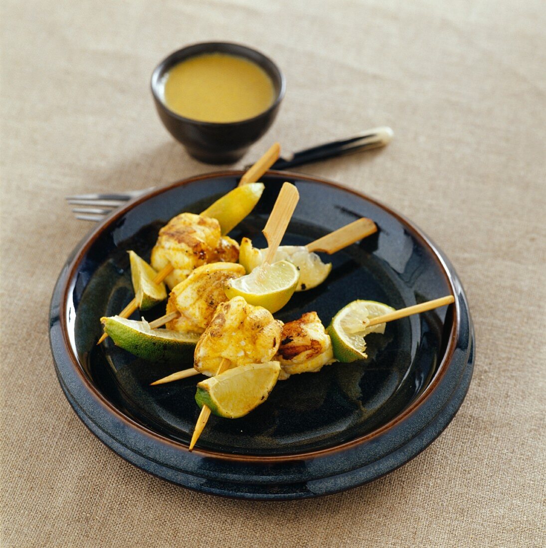 Empereur and lime green curry brochettes