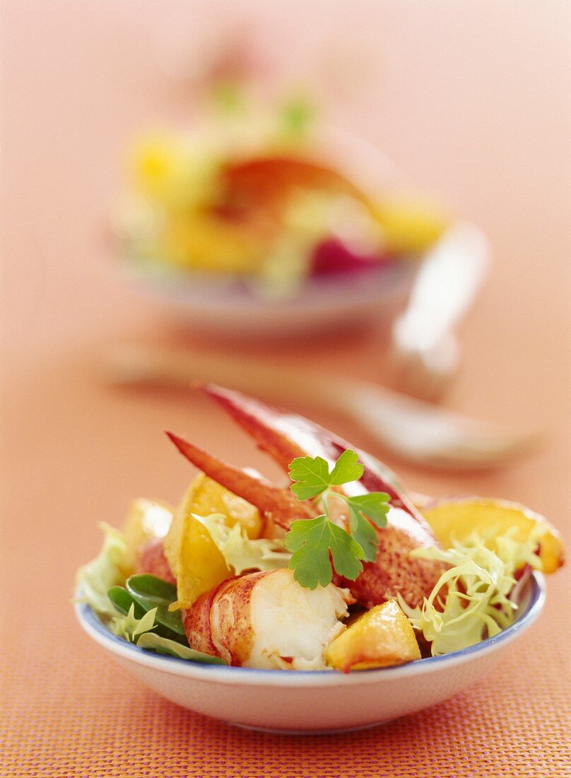 Lobster with summer salad