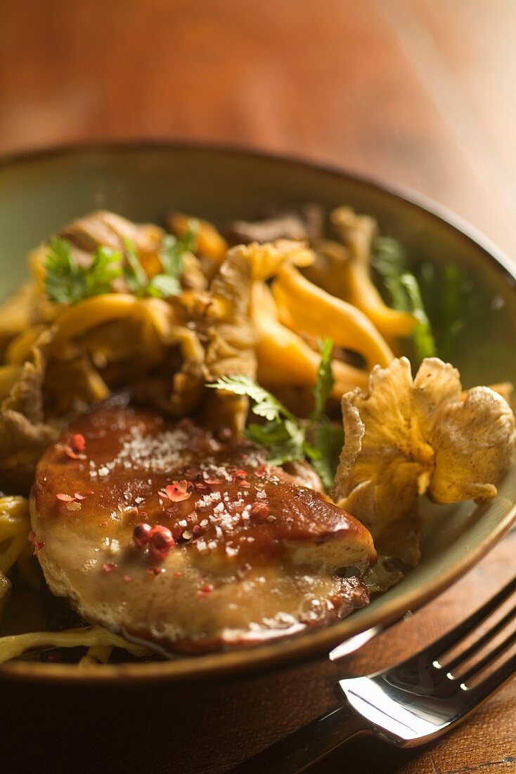 Pan-fried foie gras with Chanterelle mushrooms