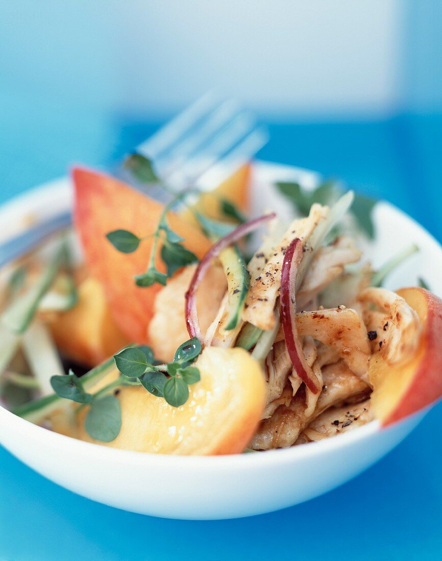 Chicken salad with peaches and lemon thyme