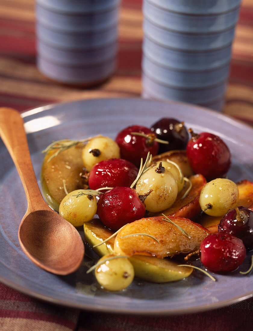 Roasted grapes with honey and rosemary