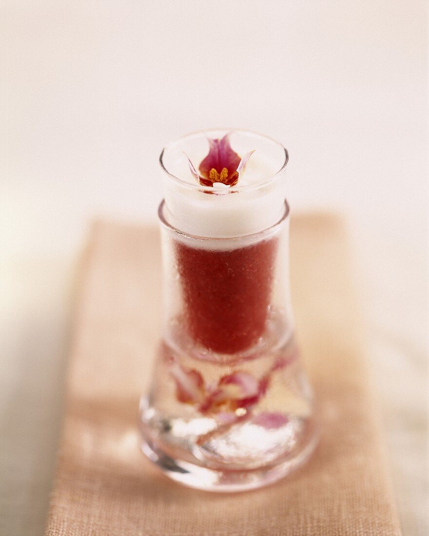 Strawberry, coconut and orchid ice drink