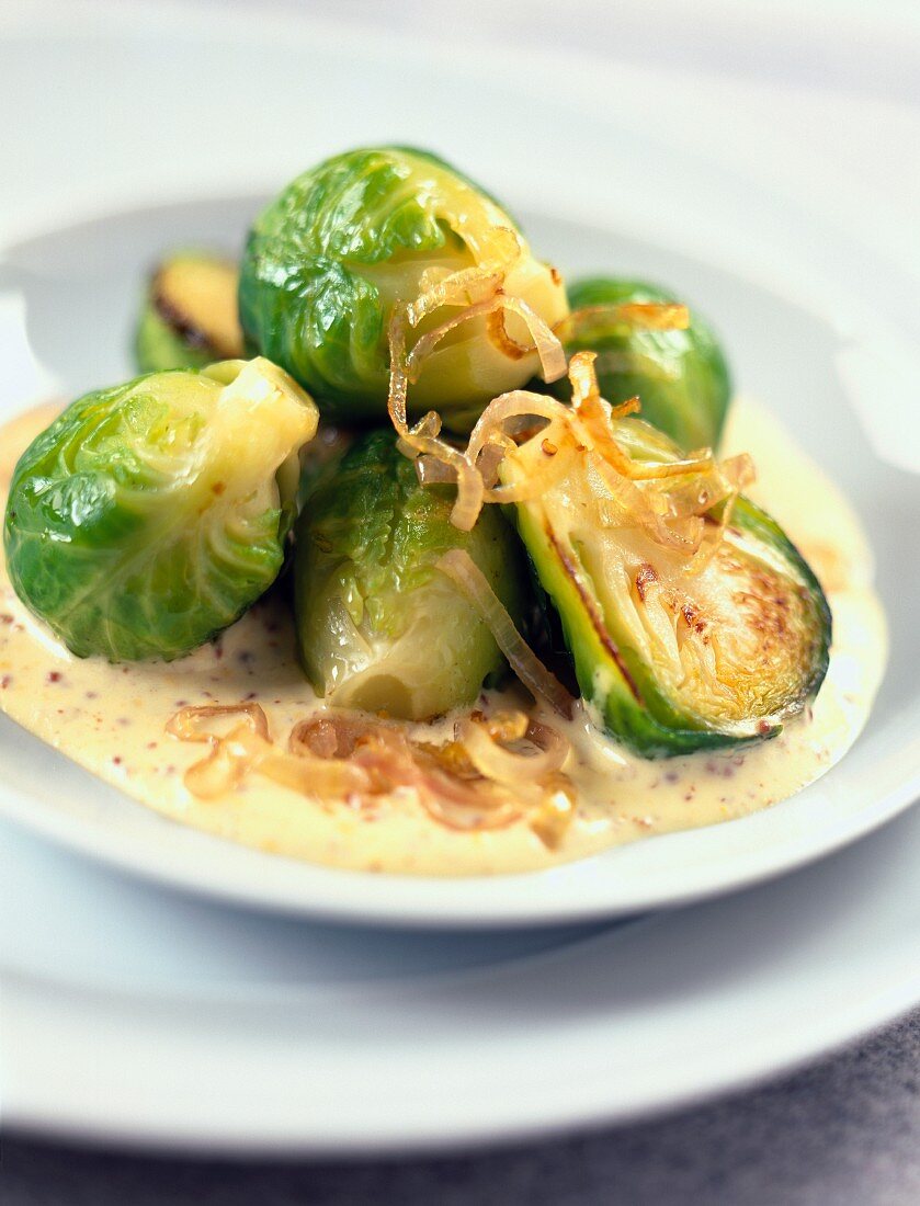 brussels sprouts with mustard duo sauce