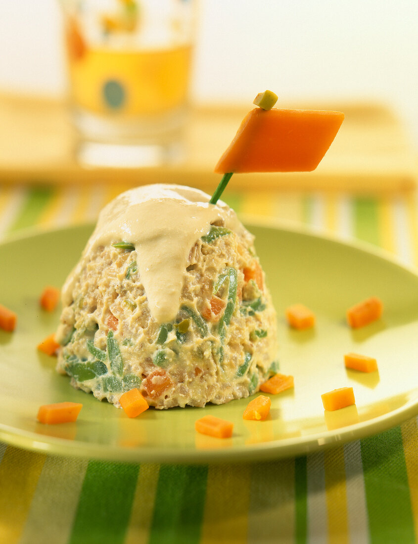 Rice and vegetable mayonnaise dome