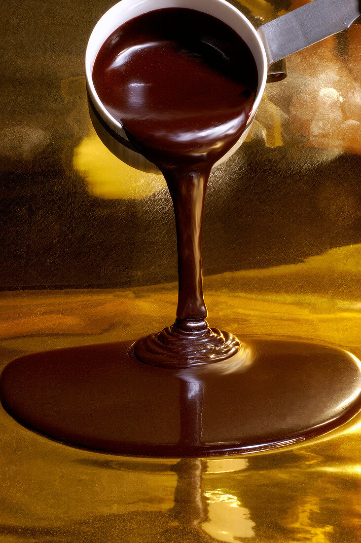 Pouring melted chocolate