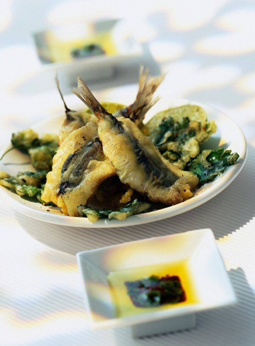 Sardine and parsley tempura