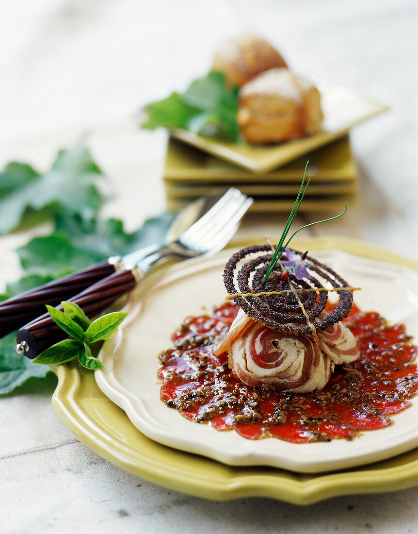 marinated lamb carpaccio with truffles (Restaurant: Les Cèdres)