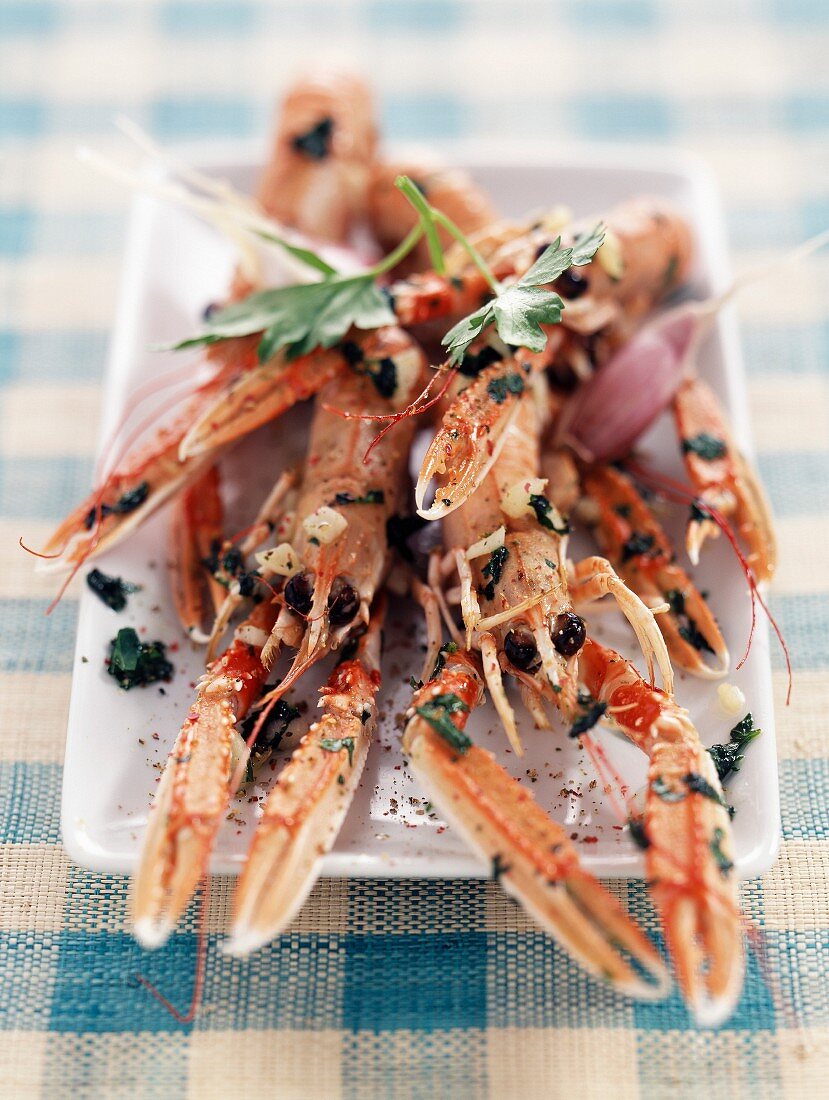 Langoustines with garlic and butter