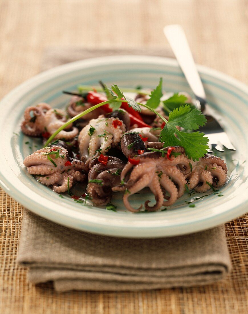Marinated octopus with mild pepper dressing