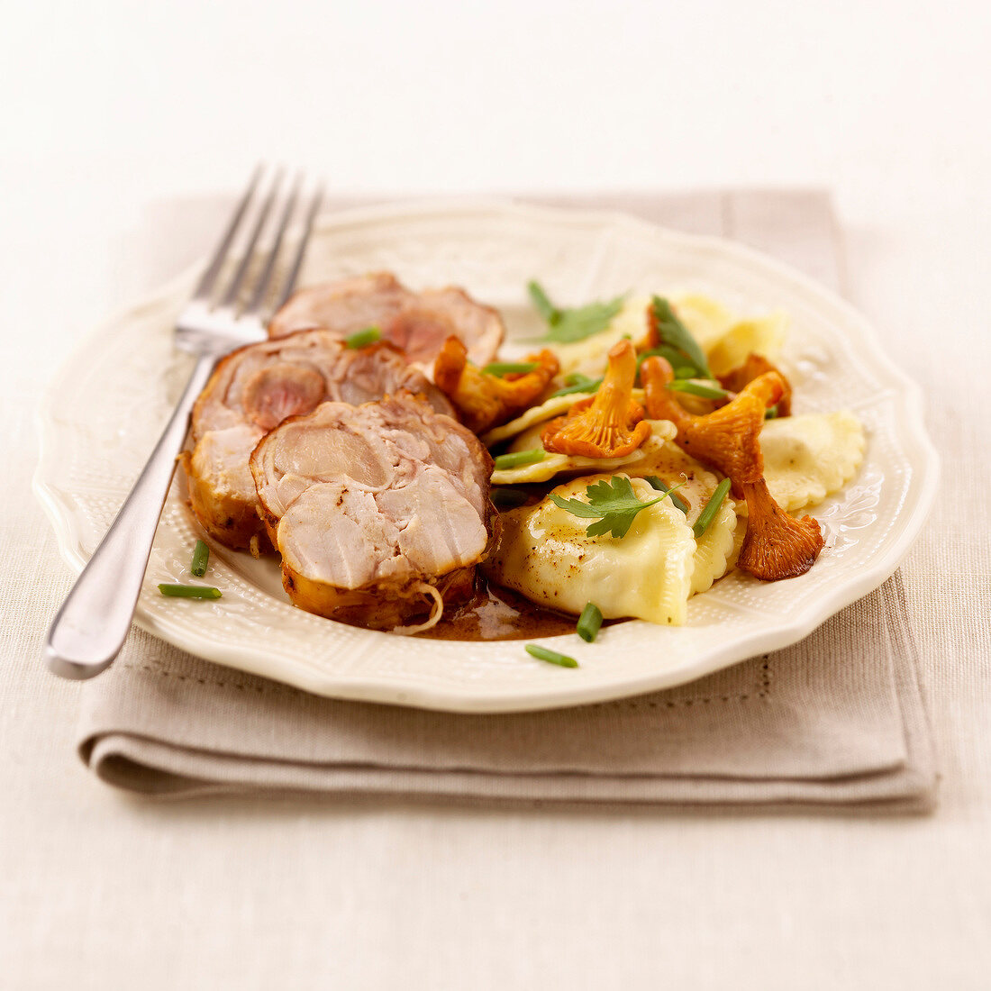 fillet of rabbit with chard ravioli