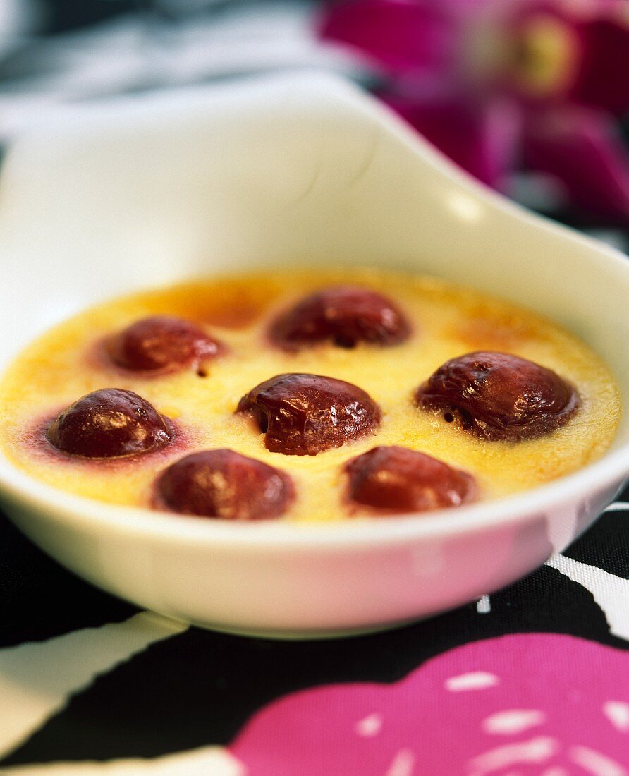 Frischkäse-Clafoutis mit Kirschen