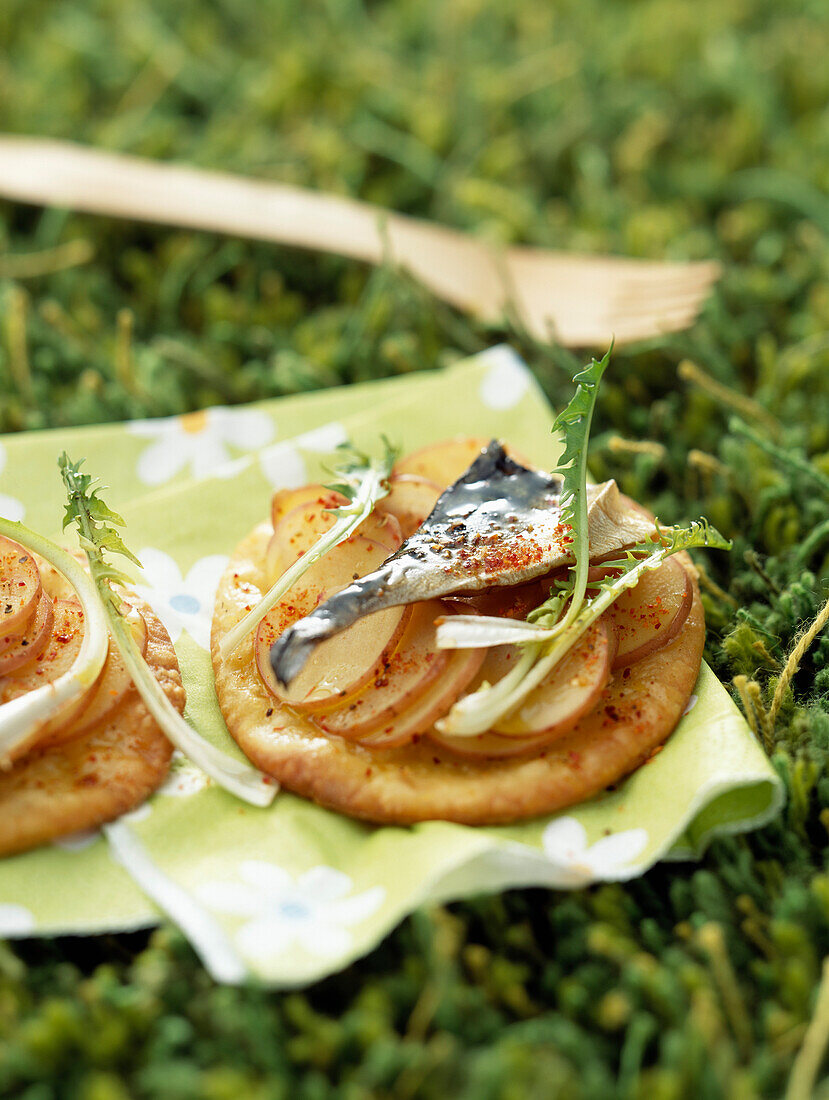 Potato and herring fine pastry savoury tart