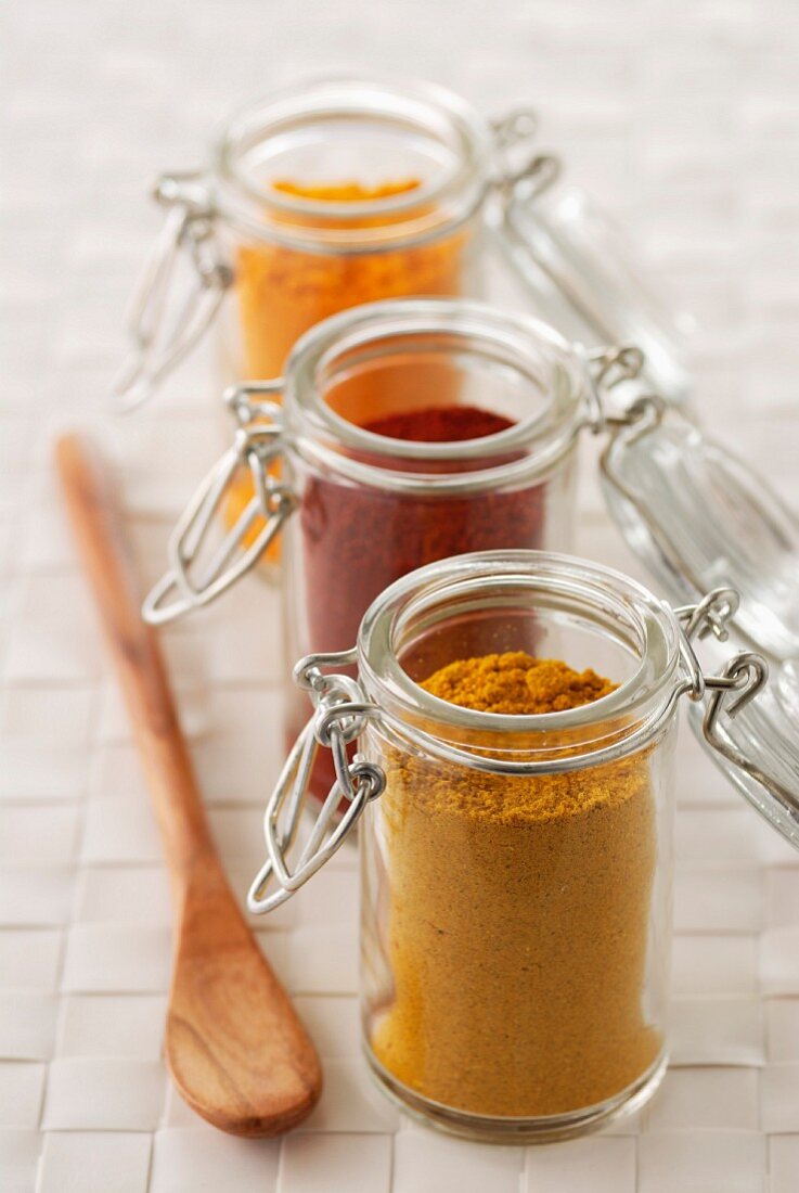 small jars of spices