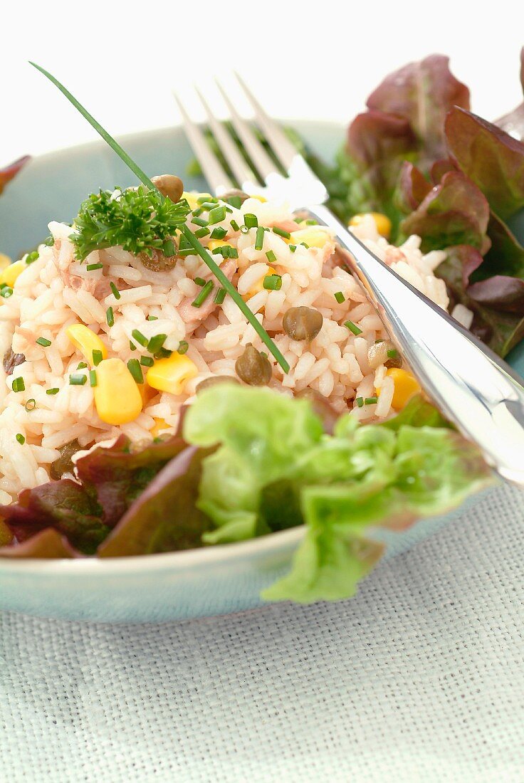 Reissalat mit Thunfisch und Kapern