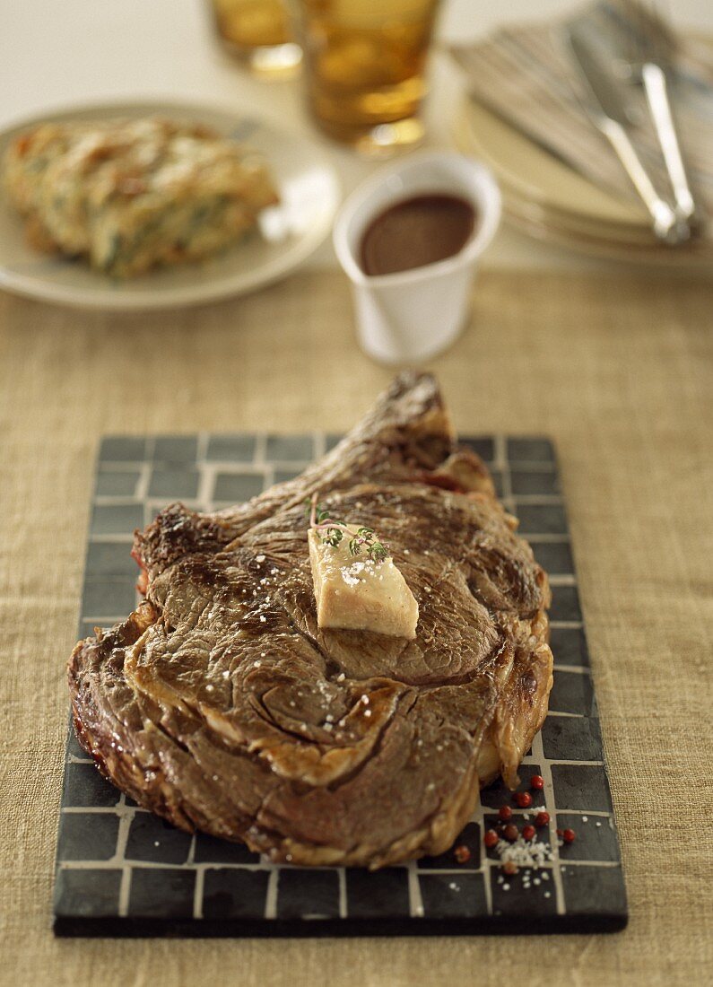 Beef chop with parsley butter