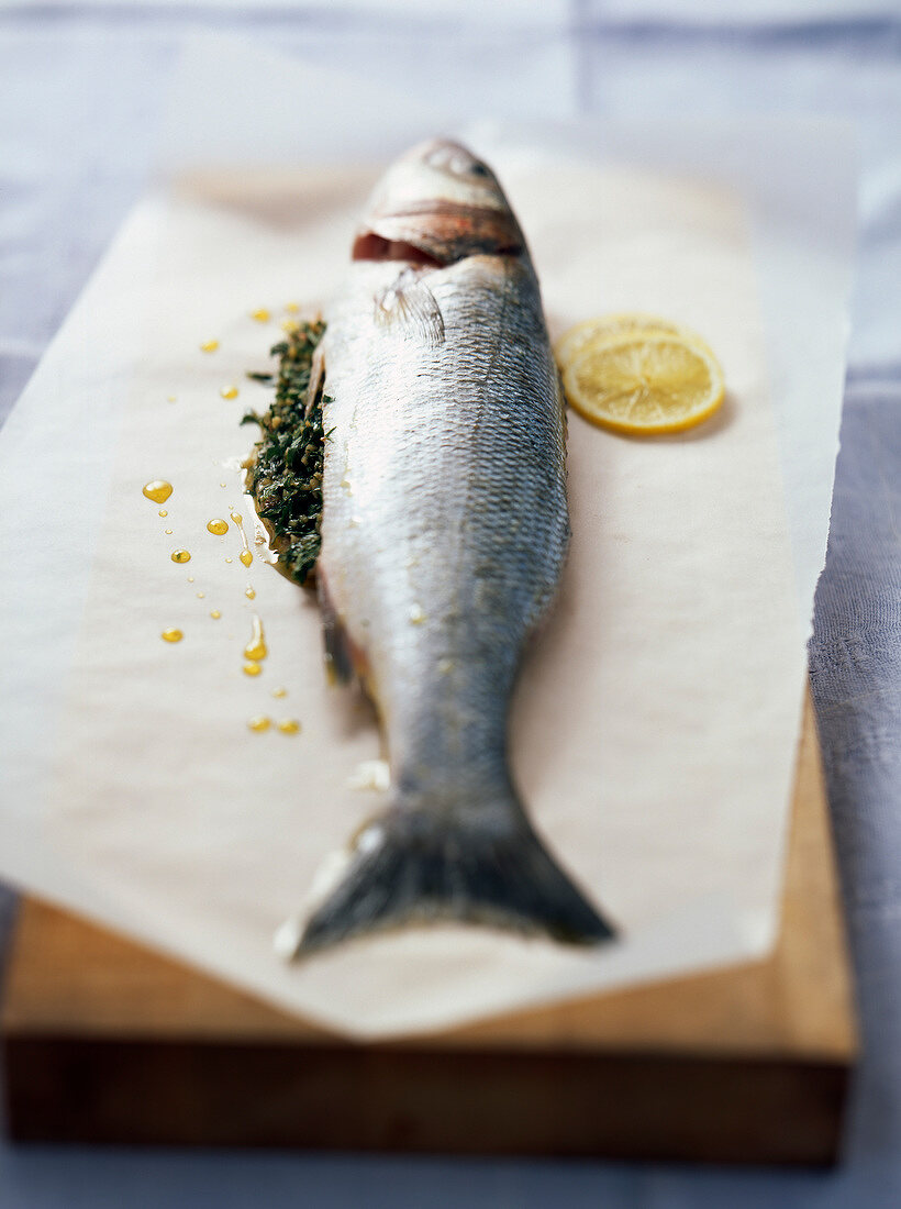 Bass with parsley and lemon