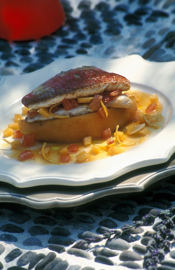 Red mullet with Provençal-style melon