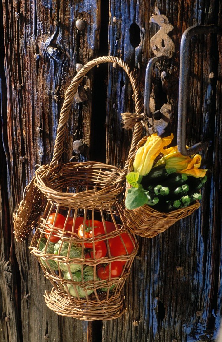 Wicker basket with vegetables
