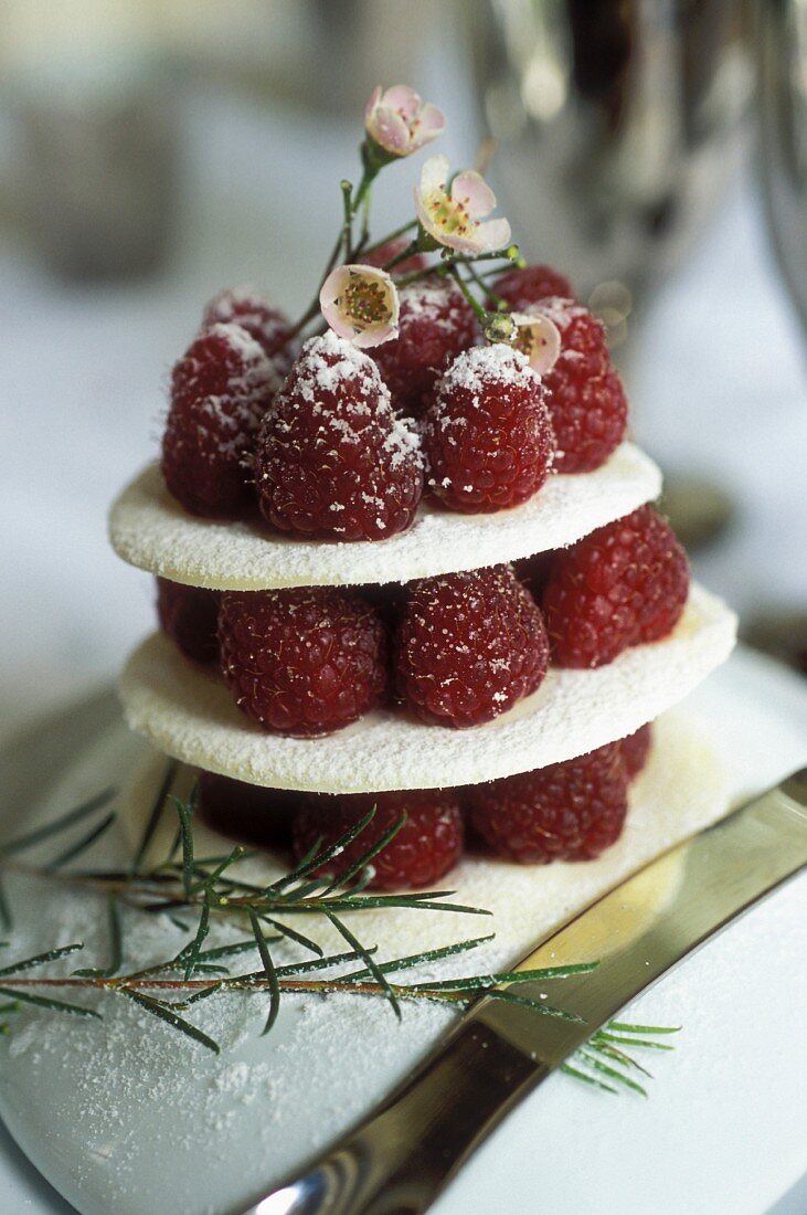 Raspberry and white chocolate mille-feuille