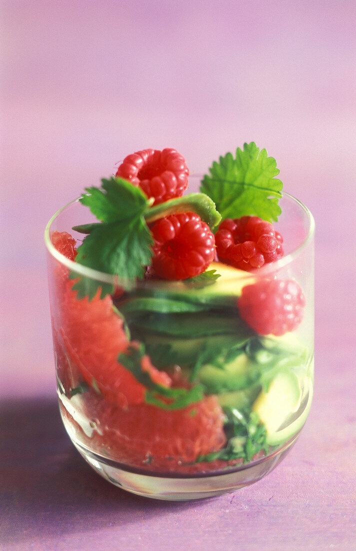 Grapefruit, avocado and raspberry salad