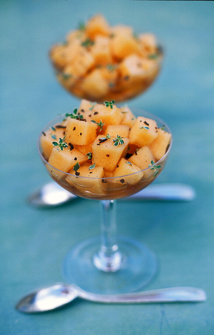 Melonensalat mit Zitronenthymian