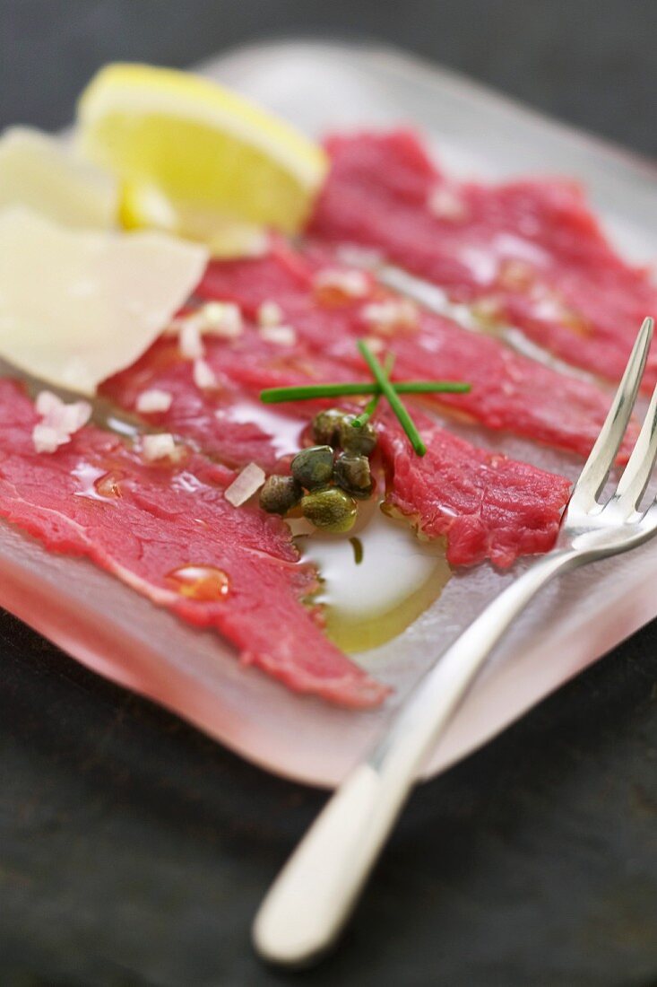 Beef carpaccio with parmesan