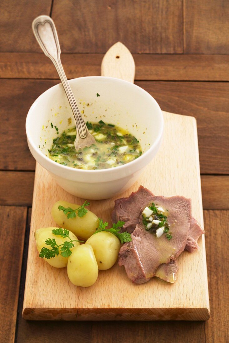 Veal toung with gribiche sauce