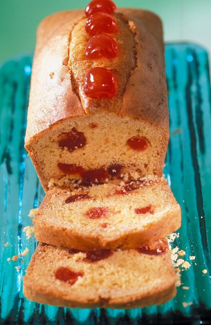 Madeira cake with candied cherries