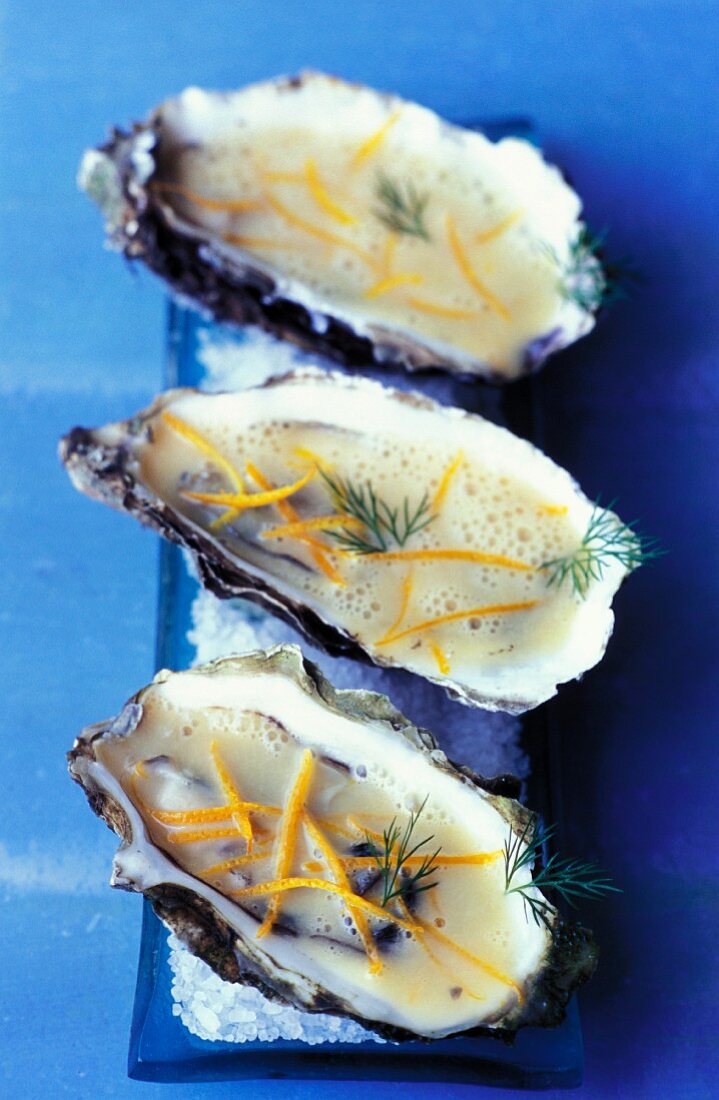 Hot oysters with orange butter