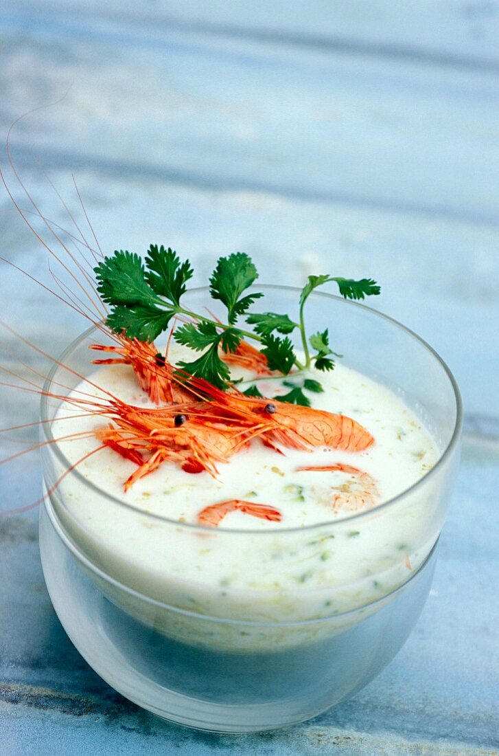 Prawns in coconut milk with curry and lemongrass