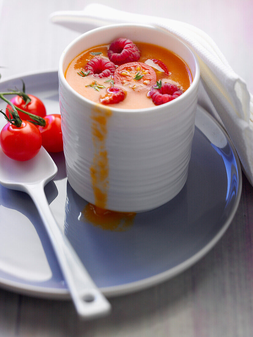 Andalusian gaspacho with raspberries