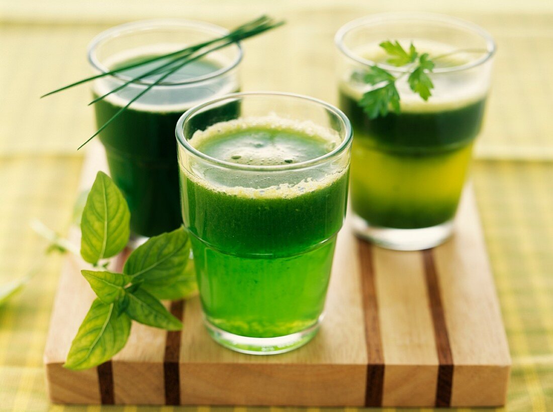 Various types of herb juices