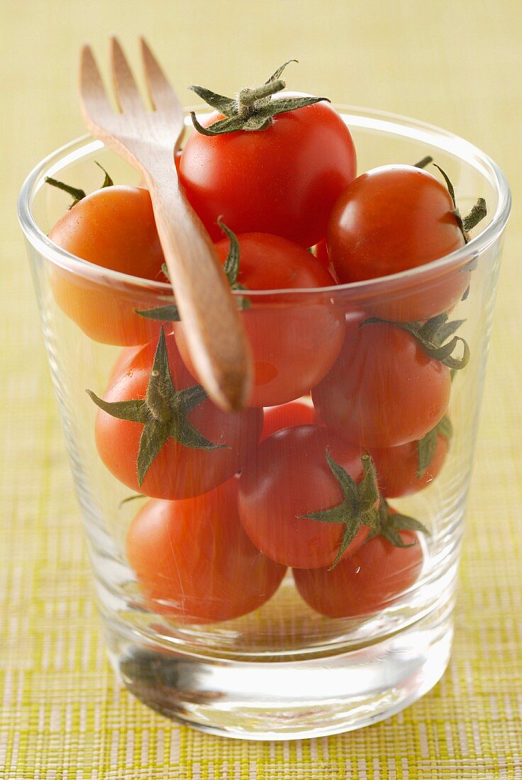 Glass of cherry tomatoes