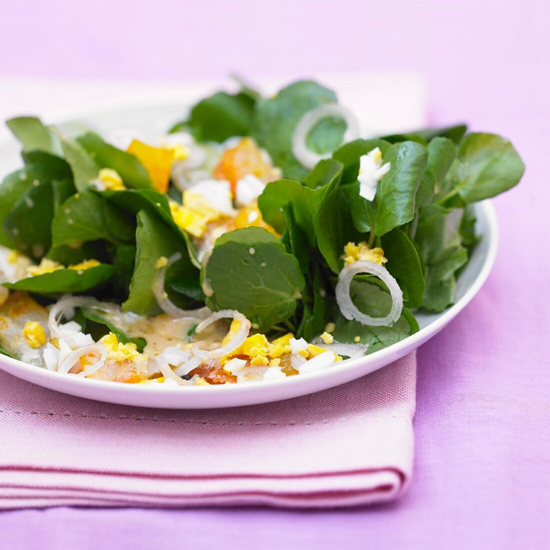 Watercress salad with haddock