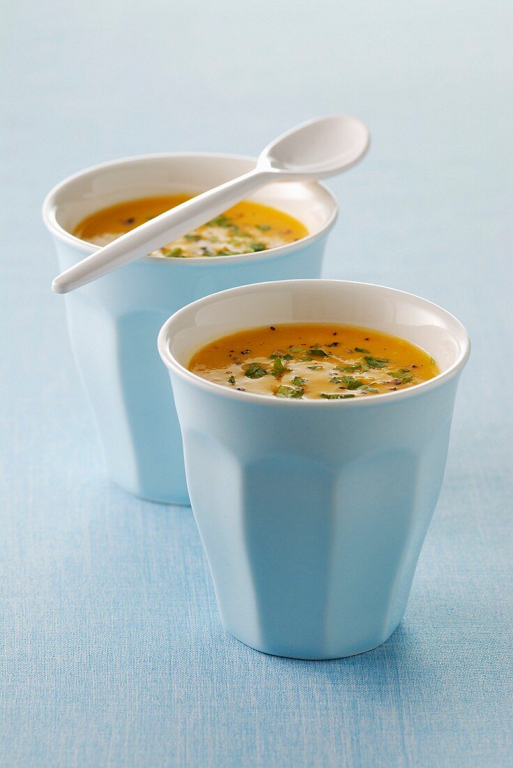 Cream of pumpkin soup with soya milk
