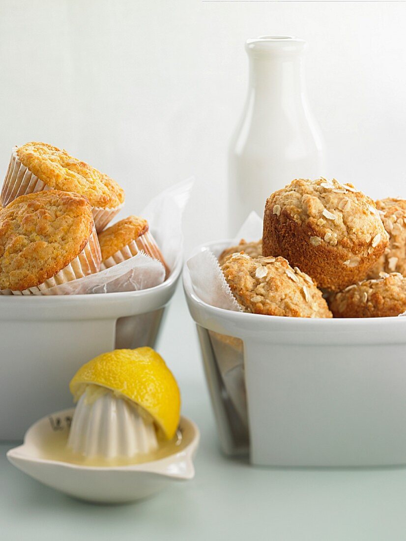 Lemon muffins and oat muffins