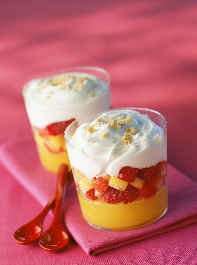 Fruit and whipped cream verrines