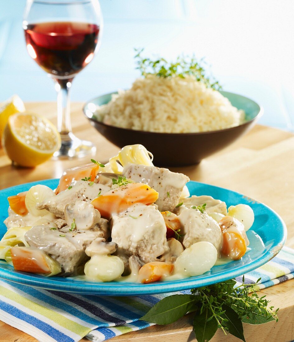 Blanquette de veau (veal ragout in a light sauce, France)