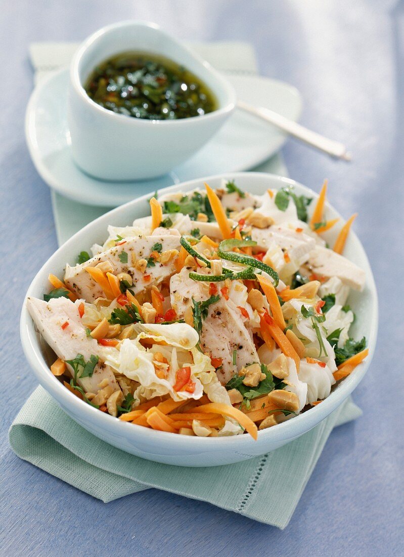 Chicken breast,carrot and white cabbage salad