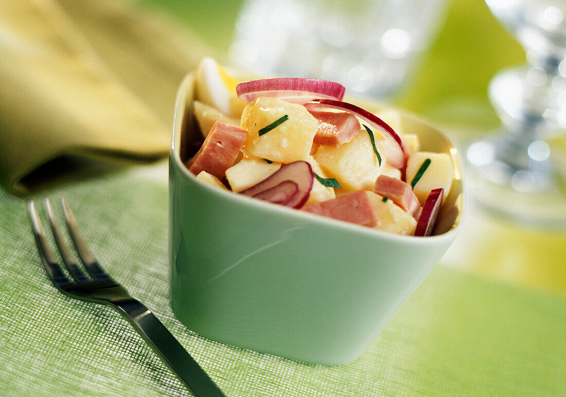 Potato,ham and onion salad