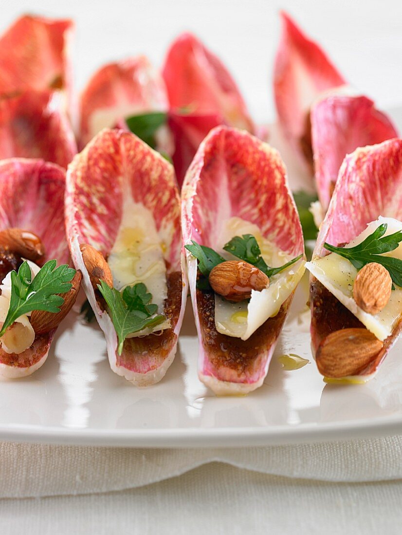 Red chicory with Parmesan cheese and almonds