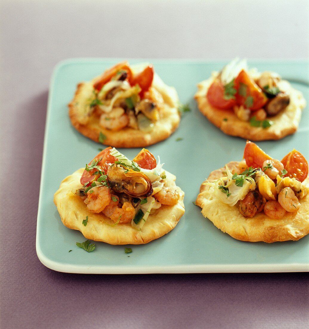 Seafood pizzas