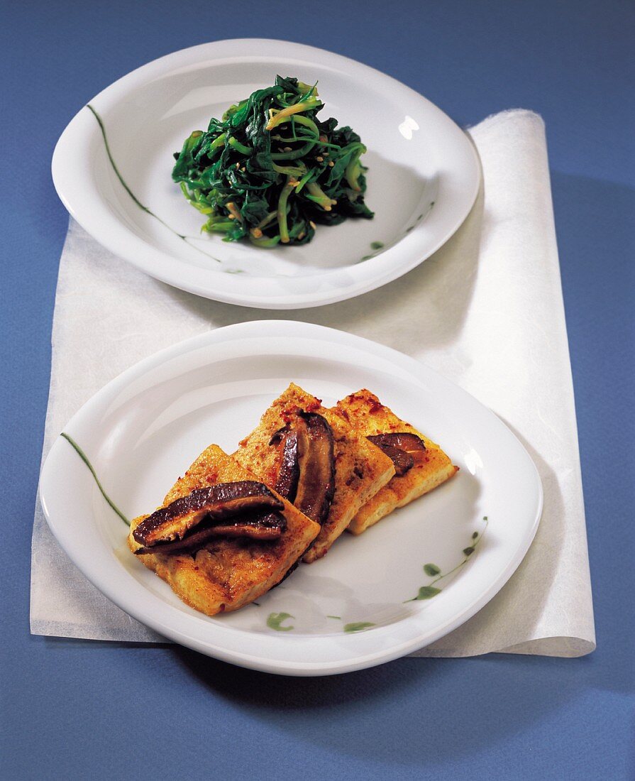 Vegetable Side Dish & Braised Pan-fried dubu