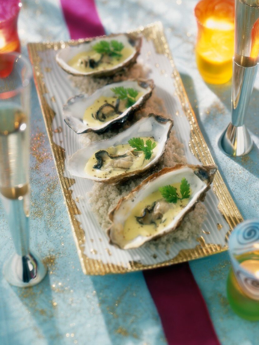 Oysters with curry sauce